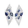 Image 1 : Heated Pear Blue Sapphire Kanchanaburi Cz 14 k White Gold Plated 925 Sterling Silver Earrings