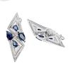 Image 3 : Heated Pear Blue Sapphire Kanchanaburi Cz 14 k White Gold Plated 925 Sterling Silver Earrings