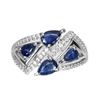 Image 1 : Heated Pear Blue Sapphire Kanchanaburi Cz 14 k White Gold Plated 925 Sterling Silver Ring 6