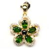 Image 1 : NATURAL 4 X 6 mm. GREEN CHROME DIOPSIDE, SAPPHIRE & CZ 925 SILVER PENDANT