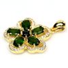 Image 2 : NATURAL 4 X 6 mm. GREEN CHROME DIOPSIDE, SAPPHIRE & CZ 925 SILVER PENDANT