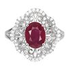 Image 1 : Heated Oval Red Ruby 8x6mm Cz 14 k White Gold Plated 925 Sterling Silver Ring Size 6
