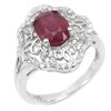 Image 2 : Heated Oval Red Ruby 8x6mm Cz 14 k White Gold Plated 925 Sterling Silver Ring Size 6