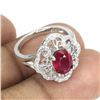 Image 3 : Heated Oval Red Ruby 8x6mm Cz 14 k White Gold Plated 925 Sterling Silver Ring Size 6