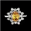 Image 1 : Unheated Oval Citrine 8x6mm Cz 14K White Gold Plate 925 Sterling Silver Ring 7