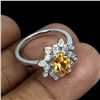 Image 3 : Unheated Oval Citrine 8x6mm Cz 14K White Gold Plate 925 Sterling Silver Ring 7