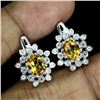 Image 2 : Unheated Oval Citrine 8x6mm Cz 14K White Gold Plate 925 Sterling Silver Earrings