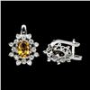 Image 3 : Unheated Oval Citrine 8x6mm Cz 14K White Gold Plate 925 Sterling Silver Earrings