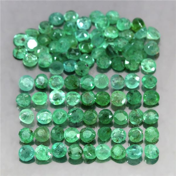 5.17ct 92p 2.3mm Round Outstanding Natural Transparent Green Emerald Brazil Lot