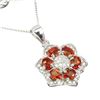 Image 1 : Heated Oval Orange Sapphire 4x3mm Cz 14 k White Gold Plated 925 Sterling Silver Necklace 18