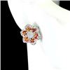 Image 1 : Heated Oval Orange Sapphire 4x3mm Cz 14 k White Gold Plated  925 Sterling Silver Earrings