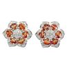 Image 2 : Heated Oval Orange Sapphire 4x3mm Cz 14 k White Gold Plated  925 Sterling Silver Earrings