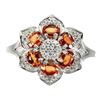 Image 1 : Heated Oval Orange Sapphire 4x3mm Cz 14 k White Gold Plated 925 Sterling Silver Ring Size 7