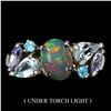 Image 1 : Unheated Oval Fire Opal 8x6mm Apatite Aquamarine 14 k White Gold over 925 Sterling Silver Ring 8