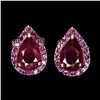 Image 1 : Heated Pear Ruby 6x4mm Cz 14K Gold Plated 925 Sterling Silver Earrings