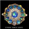 Image 1 : Unheated Round Fire Opal Rainbow 5mm Cz 14 k Rode Gold Plated 925 Sterling Silver Ring 7