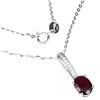 Image 1 : Heated Oval Red Ruby 8x6mm White Topaz 14 k White Gold Plated 925 Sterling Silver Necklace 18 Inches
