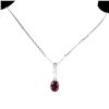 Image 2 : Heated Oval Red Ruby 8x6mm White Topaz 14 k White Gold Plated 925 Sterling Silver Necklace 18 Inches