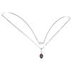 Image 3 : Heated Oval Red Ruby 8x6mm White Topaz 14 k White Gold Plated 925 Sterling Silver Necklace 18 Inches