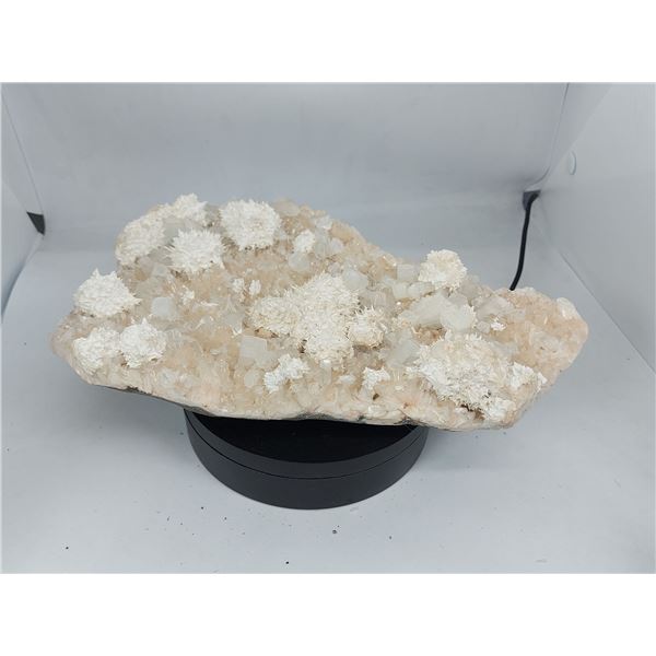 RARE OKENITE WITH APOPHYLLITE ON STILBITE - BIG ZEOLITE MUSEM SPECIMEN