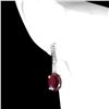 Image 2 : Heated Oval Red Ruby 8x6mm White Topaz 14 k White Gold Plated 925 Sterling Silver Earrings
