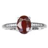 Image 1 : Heated Oval Red Ruby 8x6mm White Topaz 14 k White Gold Plated 925 Sterling Silver Ring Size 8