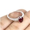 Image 3 : Heated Oval Red Ruby 8x6mm White Topaz 14 k White Gold Plated 925 Sterling Silver Ring Size 8