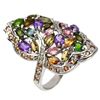 Image 2 : Unheated Marquise Tourmaline Chrome Diopside Gems 14 k  White Gold Plated 925 Sterling Silver Ring 8