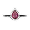 Image 1 : Heated Pear Red Ruby 7x5mm 14 k White Gold Plated 925 Sterling Silver Ring Size 6