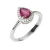 Image 2 : Heated Pear Red Ruby 7x5mm 14 k White Gold Plated 925 Sterling Silver Ring Size 6