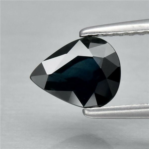 1.23ct 7.7x6mm Pear Natural Deep Greenish Blue Sapphire Australia, Heated