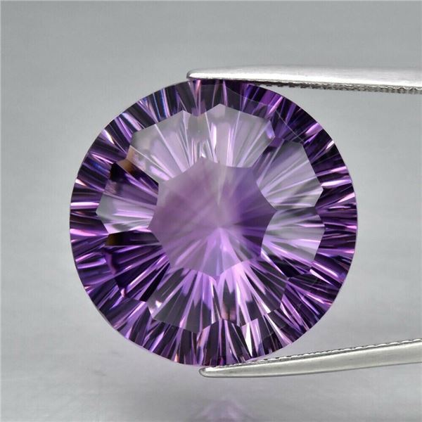 Big! IF Clean 31.00ct 21.2mm Round Concave Natural Unheated Purple Amethyst