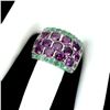 Image 3 : Unheated Oval Rhodolite Garnet 5x4mm Emerald 14 k White Gold Plated  925 Sterling Silver Ring Size 8