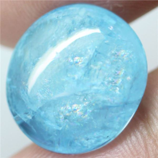 BIG 8.76Ct. Untreated Natural Oval Cabochon Blue Aquamarine Brazil