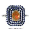 Image 1 : Unheated Oval Fire Opal 8x6mm Sapphire Diamond Cut 14 k White Gold Plated 925 Sterling Silver Ring 8