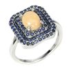 Image 2 : Unheated Oval Fire Opal 8x6mm Sapphire Diamond Cut 14 k White Gold Plated 925 Sterling Silver Ring 8