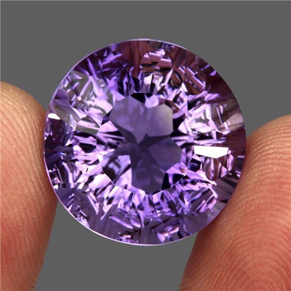 25.41ct 19mm Round Concave Cut 100% Natural Purple Amethyst Unheated