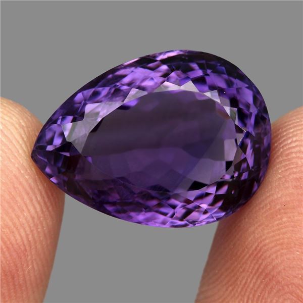 Loupe Clean 22.38 Ct 21x15mm Pear Cut 100% Natural Top Rich Purple Amethyst Unheated