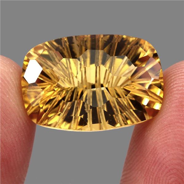 Loupe Clean 17.38ct 20x14mm Antique Concave Cut Natural Yellow Citrine Unheated Brazil