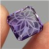Image 3 : VVS 6.48ct 11mm Octagon Cut Flower Carving 100% Natural Purple Amethyst Unheated