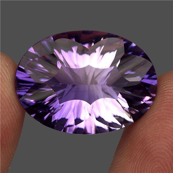 Clean 25.14 Ct 25x18 Mm Oval Concave Cut 100% Natural Purple Amethyst Unheated
