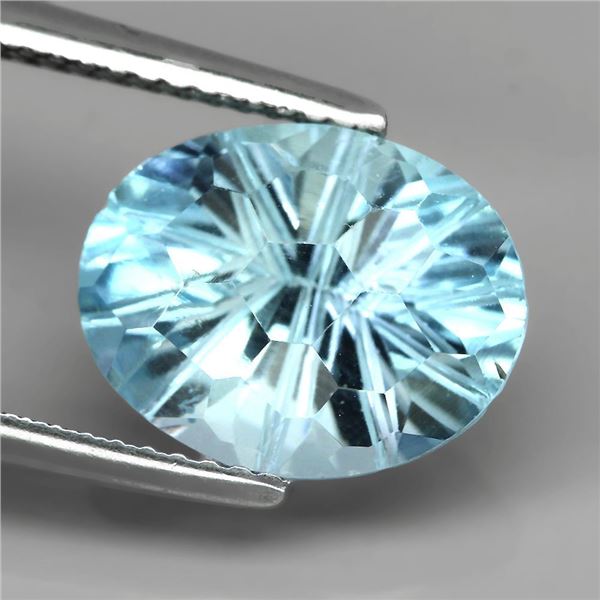 VVS 5.75 Ct 12x10mm Oval Concave Cut 100% Natural Sky Blue Topaz Brazil