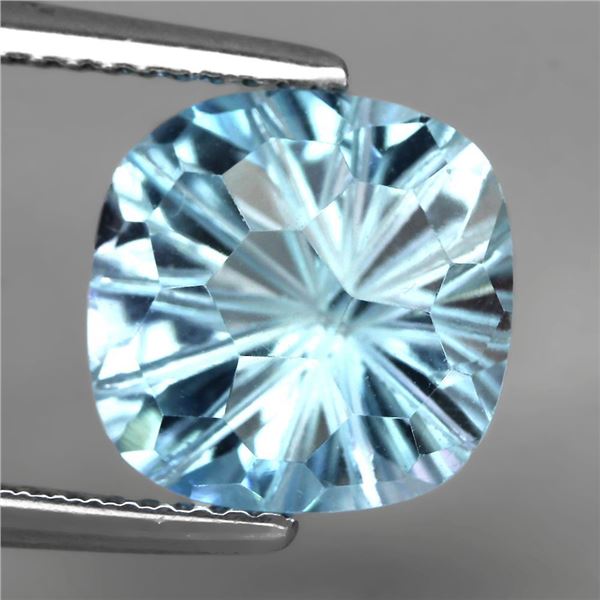 VVS 5.71 Ct 10mm Cushion Concave Cut 100% Natural Sky Blue Topaz Brazil