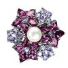 Image 1 : Unheated Pear Rhodolite Garnet Tanzanite and Pearl 14 k White Gold plated 925 Sterling Silver Ring S