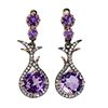 Image 1 : Unheated Round Purple Amethyst 8mm Cz 14 k Rose Gold and Rhodium Plated 925 Sterling Silver Earrings