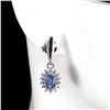 Image 2 : Heated Oval Blue Sapphire Kanchanaburi 6x4mm Cz 14 k White Gold plated 925 Sterling Silver Earrings