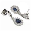 Image 3 : Heated Oval Blue Sapphire Kanchanaburi 6x4mm Cz 14 k White Gold plated 925 Sterling Silver Earrings