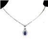 Image 2 : Heated Oval Blue Sapphire Kanchanaburi 6x4mm Cz 14 k White Gold plated 925 Sterling Silver Necklace