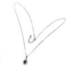 Image 3 : Heated Oval Blue Sapphire Kanchanaburi 6x4mm Cz 14 k White Gold plated 925 Sterling Silver Necklace