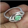 Image 3 : Unheated Pear Emerald 7x5mm Cz 14K White Gold Plate 925 Sterling Silver Ring 7